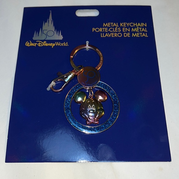 DISNEY Mickey 50th Anniversary Keychain Iridescent - Picture 1 of 9
